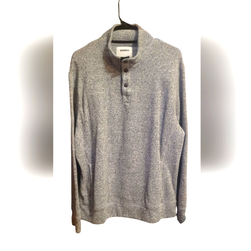 Sonoma Men's Charcoal Button-Up Sweater XL